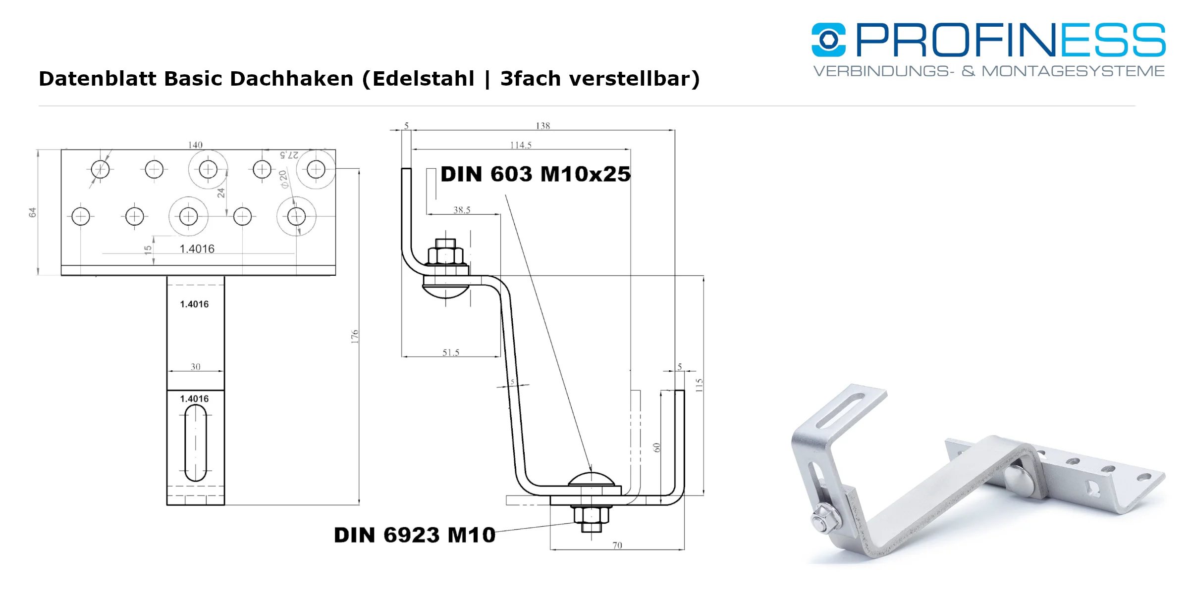 Basic Dachhaken (Edelstahl | 3fach verstellbar) – Bild 6