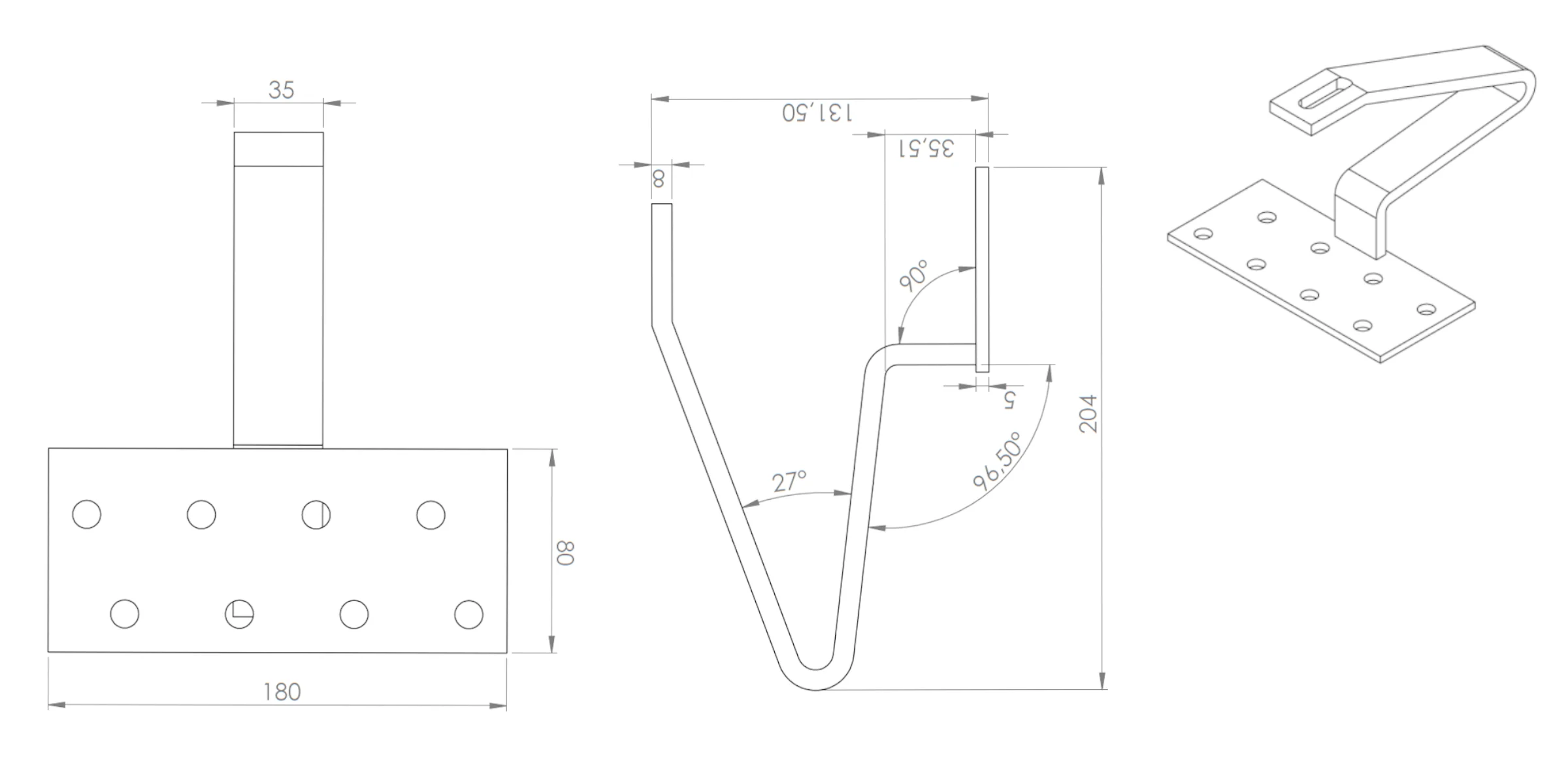 Strong roof hook (stainless steel 35x8 | heavy duty) - Image 4